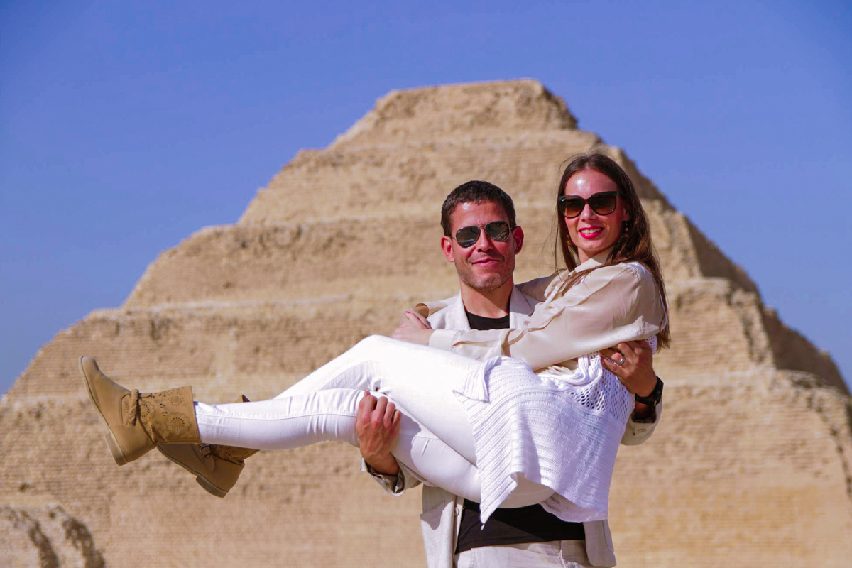A-picture-of-a-visitor-in-front-of-the-pyramid-of-Djoser Sakkara Egypt Tours 2026
